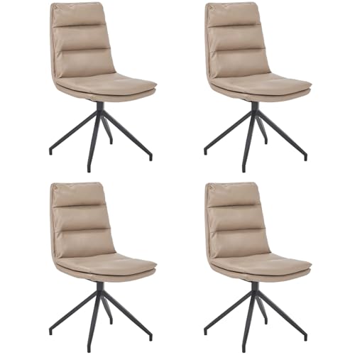 ZTGL Esszimmerstühle Drehbar, 180° Drehstuhl, Ergonomisch Küchenstuhl aus Metallbeine, PU-Kunstleder Drehstuhl Polsterstuhl mit Rückenlehne, für Esstisch, Schminktisch, Wohnzimmer Khaki, 4Pcs von ZTGL