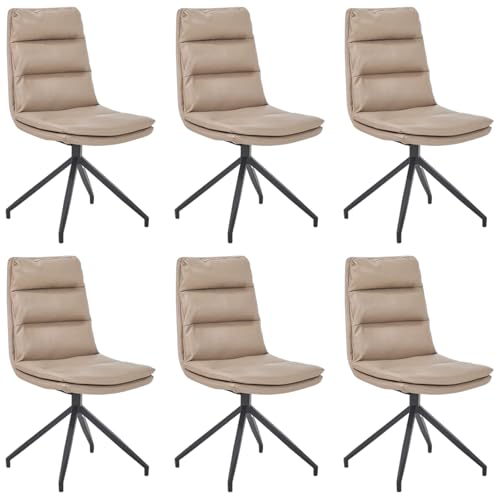 ZTGL Esszimmerstühle Drehbar, 180° Drehstuhl, Ergonomisch Küchenstuhl aus Metallbeine, PU-Kunstleder Drehstuhl Polsterstuhl mit Rückenlehne, für Esstisch, Schminktisch, Wohnzimmer Khaki, 6Pcs von ZTGL