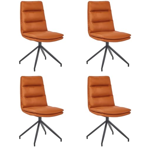 ZTGL Esszimmerstühle Drehbar, 180° Drehstuhl, Ergonomisch Küchenstuhl aus Metallbeine, PU-Kunstleder Drehstuhl Polsterstuhl mit Rückenlehne, für Esstisch, Schminktisch, Wohnzimmer Orange, 4Pcs von ZTGL