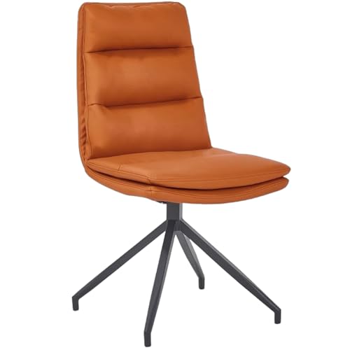 ZTGL Esszimmerstühle Drehbar, 180° Drehstuhl, Ergonomisch Küchenstuhl aus Metallbeine, PU-Kunstleder Drehstuhl Polsterstuhl mit Rückenlehne, für Esstisch, Schminktisch, Wohnzimmer Orange,1Pcs von ZTGL