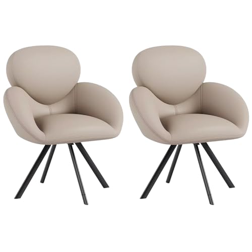 ZTGL Esszimmerstühle Drehbar, Küchenstühle Polsterstuhl Wohnzimmerstühle mit Rückenlehne, Moderner Essstuhl, Gepolsterte Büro Stuhl, für Küche/Wohnzimmer/Schlafzimmer, Metallbeine Beige, 2Pcs von ZTGL
