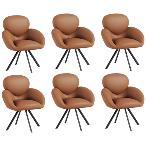 ZTGL Esszimmerstühle Drehbar, Küchenstühle Polsterstuhl Wohnzimmerstühle mit Rückenlehne, Moderner Essstuhl, Gepolsterte Büro Stuhl, für Küche/Wohnzimmer/Schlafzimmer, Metallbeine Caramel, 6Pcs von ZTGL