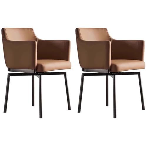 ZTGL Esszimmerstühle Drehbar, Kunstleder-Küchenstühle mit Gepolstertem Sitz, Armlehnenstuhl Polsterstuhl Drehstuhl mit Rückenlehne, für Wohnzimmer, Arbeitszimmer, Schminktisch Brown,2Pcs von ZTGL