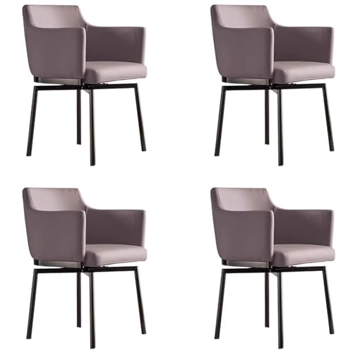 ZTGL Esszimmerstühle Drehbar, Kunstleder-Küchenstühle mit Gepolstertem Sitz, Armlehnenstuhl Polsterstuhl Drehstuhl mit Rückenlehne, für Wohnzimmer, Arbeitszimmer, Schminktisch Dark Gray, 4Pcs von ZTGL
