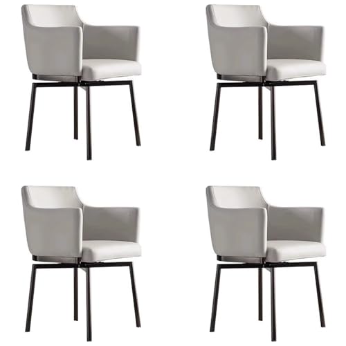 ZTGL Esszimmerstühle Drehbar, Kunstleder-Küchenstühle mit Gepolstertem Sitz, Armlehnenstuhl Polsterstuhl Drehstuhl mit Rückenlehne, für Wohnzimmer, Arbeitszimmer, Schminktisch Light Gray, 4Pcs von ZTGL