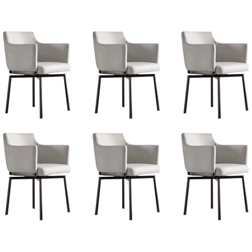 ZTGL Esszimmerstühle Drehbar, Kunstleder-Küchenstühle mit Gepolstertem Sitz, Armlehnenstuhl Polsterstuhl Drehstuhl mit Rückenlehne, für Wohnzimmer, Arbeitszimmer, Schminktisch Light Gray, 6Pcs von ZTGL