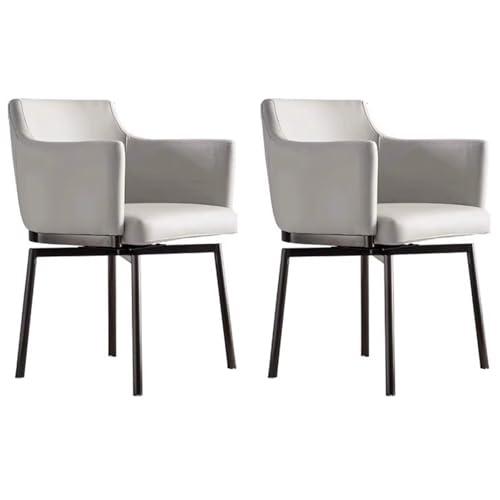 ZTGL Esszimmerstühle Drehbar, Kunstleder-Küchenstühle mit Gepolstertem Sitz, Armlehnenstuhl Polsterstuhl Drehstuhl mit Rückenlehne, für Wohnzimmer, Arbeitszimmer, Schminktisch Light Gray,2Pcs von ZTGL