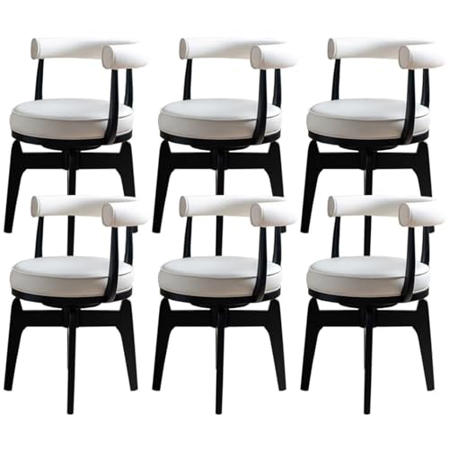 ZTGL Esszimmerstühle Drehbar, Kunstleder Küchenstuhl Polsterstuhl mit Rückenlehne, Esszimmerstuhl Drehstuhl Schminkstuhl Mit Stabilem Holzgestell für Wohnzimmer Arbeitszimmer Beige, 6Pcs von ZTGL