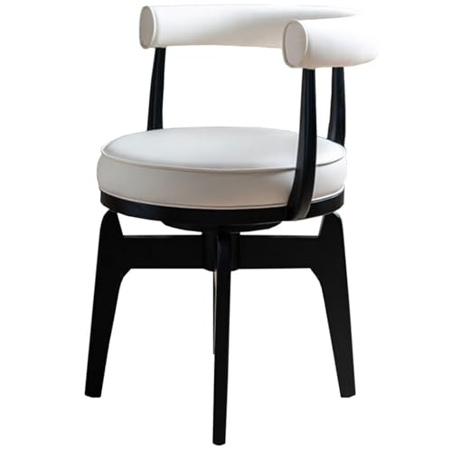 ZTGL Esszimmerstühle Drehbar, Kunstleder Küchenstuhl Polsterstuhl mit Rückenlehne, Esszimmerstuhl Drehstuhl Schminkstuhl Mit Stabilem Holzgestell für Wohnzimmer Arbeitszimmer Beige,1Pcs von ZTGL