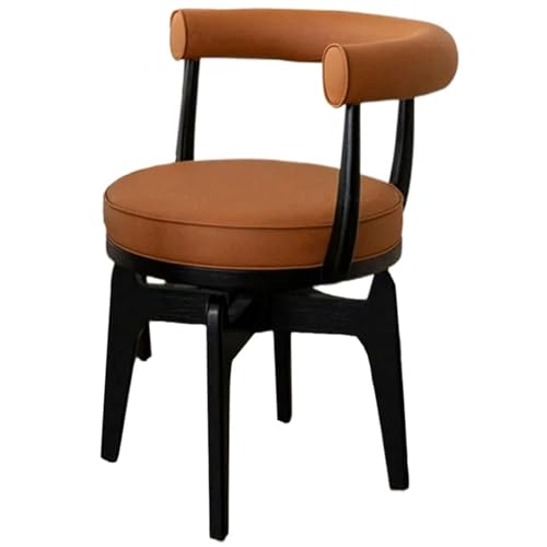 ZTGL Esszimmerstühle Drehbar, Kunstleder Küchenstuhl Polsterstuhl mit Rückenlehne, Esszimmerstuhl Drehstuhl Schminkstuhl Mit Stabilem Holzgestell für Wohnzimmer Arbeitszimmer Brown A,1Pcs von ZTGL