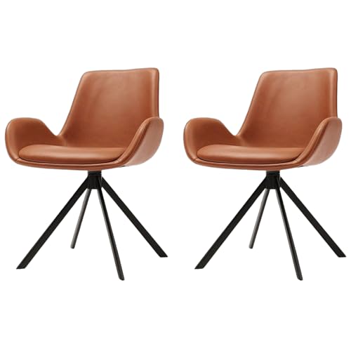 ZTGL Esszimmerstühle Drehbar, Stuhl Esszimmer Esstisch mit Armlehne, Loungesessel Drehstuhl, Metallbeine, Moderner Polsterstühle Küchenstuhl für Büro, Wohnzimmer, Arbeitszimmer Brown, 2Pcs von ZTGL