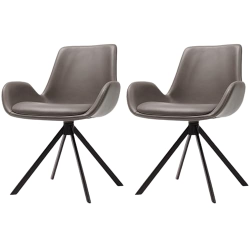 ZTGL Esszimmerstühle Drehbar, Stuhl Esszimmer Esstisch mit Armlehne, Loungesessel Drehstuhl, Metallbeine, Moderner Polsterstühle Küchenstuhl für Büro, Wohnzimmer, Arbeitszimmer Gray, 2Pcs von ZTGL