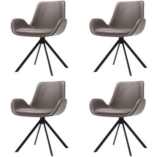 ZTGL Esszimmerstühle Drehbar, Stuhl Esszimmer Esstisch mit Armlehne, Loungesessel Drehstuhl, Metallbeine, Moderner Polsterstühle Küchenstuhl für Büro, Wohnzimmer, Arbeitszimmer Gray, 4Pcs von ZTGL