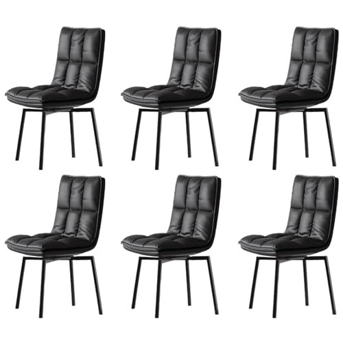 ZTGL Esszimmerstühle Drehbar Set, Schreibtischstuhl 180° Drehbar, Küchenstühle, Moderner Essstuhl, PU-Kunstleder Polsterstuhl Drehstuhl, Metallbeine, Stühle Esszimmer, bis 150 kg Black, 6Pcs von ZTGL