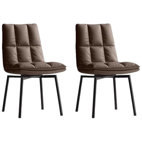ZTGL Esszimmerstühle Drehbar Set, Schreibtischstuhl 180° Drehbar, Küchenstühle, Moderner Essstuhl, PU-Kunstleder Polsterstuhl Drehstuhl, Metallbeine, Stühle Esszimmer, bis 150 kg Brown, 2Pcs von ZTGL