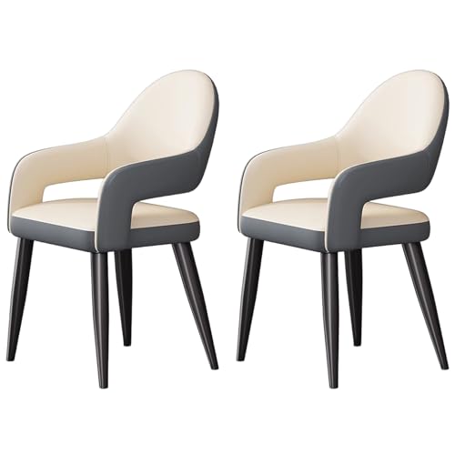 ZTGL Esszimmerstühle Drehbar Set mit Armlehne, Drehstuhl Küchenstuhl Moderner Kunstleder Gepolstert, Metallbeine, Ergonomischer Polsterstuhl mit Rückenlehne, für Wohnzimmer Esszimmer Beige, 2Pcs von ZTGL