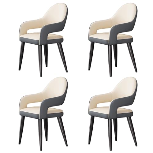 ZTGL Esszimmerstühle Drehbar Set mit Armlehne, Drehstuhl Küchenstuhl Moderner Kunstleder Gepolstert, Metallbeine, Ergonomischer Polsterstuhl mit Rückenlehne, für Wohnzimmer Esszimmer Beige, 4Pcs von ZTGL