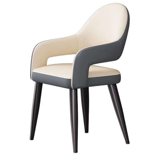 ZTGL Esszimmerstühle Drehbar Set mit Armlehne, Drehstuhl Küchenstuhl Moderner Kunstleder Gepolstert, Metallbeine, Ergonomischer Polsterstuhl mit Rückenlehne, für Wohnzimmer Esszimmer Beige,1Pcs von ZTGL