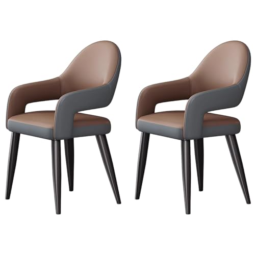 ZTGL Esszimmerstühle Drehbar Set mit Armlehne, Drehstuhl Küchenstuhl Moderner Kunstleder Gepolstert, Metallbeine, Ergonomischer Polsterstuhl mit Rückenlehne, für Wohnzimmer Esszimmer Brown, 2Pcs von ZTGL