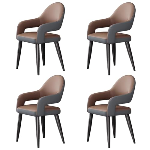 ZTGL Esszimmerstühle Drehbar Set mit Armlehne, Drehstuhl Küchenstuhl Moderner Kunstleder Gepolstert, Metallbeine, Ergonomischer Polsterstuhl mit Rückenlehne, für Wohnzimmer Esszimmer Brown, 4Pcs von ZTGL