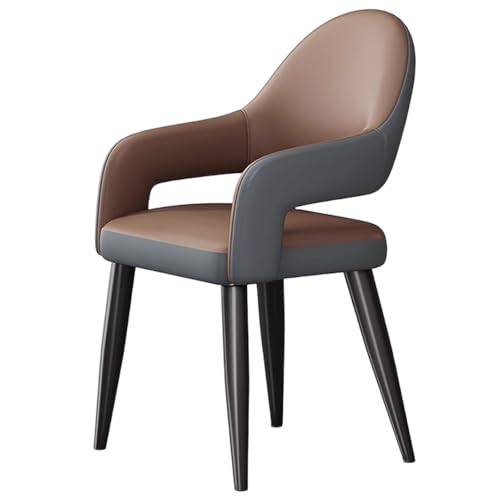 ZTGL Esszimmerstühle Drehbar Set mit Armlehne, Drehstuhl Küchenstuhl Moderner Kunstleder Gepolstert, Metallbeine, Ergonomischer Polsterstuhl mit Rückenlehne, für Wohnzimmer Esszimmer Brown,1Pcs von ZTGL