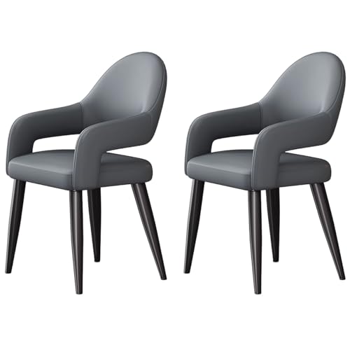 ZTGL Esszimmerstühle Drehbar Set mit Armlehne, Drehstuhl Küchenstuhl Moderner Kunstleder Gepolstert, Metallbeine, Ergonomischer Polsterstuhl mit Rückenlehne, für Wohnzimmer Esszimmer Gray, 2Pcs von ZTGL