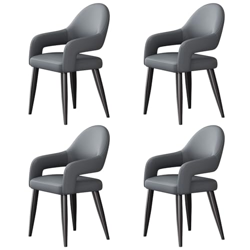 ZTGL Esszimmerstühle Drehbar Set mit Armlehne, Drehstuhl Küchenstuhl Moderner Kunstleder Gepolstert, Metallbeine, Ergonomischer Polsterstuhl mit Rückenlehne, für Wohnzimmer Esszimmer Gray, 4Pcs von ZTGL