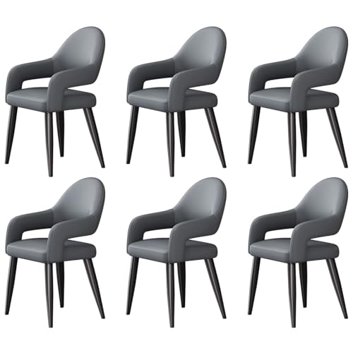 ZTGL Esszimmerstühle Drehbar Set mit Armlehne, Drehstuhl Küchenstuhl Moderner Kunstleder Gepolstert, Metallbeine, Ergonomischer Polsterstuhl mit Rückenlehne, für Wohnzimmer Esszimmer Gray, 6Pcs von ZTGL