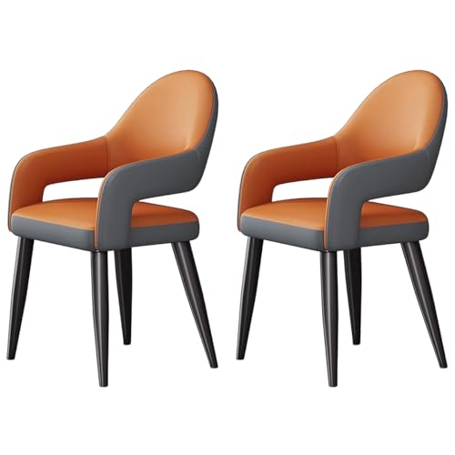 ZTGL Esszimmerstühle Drehbar Set mit Armlehne, Drehstuhl Küchenstuhl Moderner Kunstleder Gepolstert, Metallbeine, Ergonomischer Polsterstuhl mit Rückenlehne, für Wohnzimmer Esszimmer Orange, 2Pcs von ZTGL