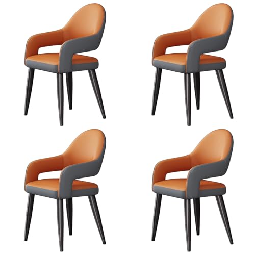 ZTGL Esszimmerstühle Drehbar Set mit Armlehne, Drehstuhl Küchenstuhl Moderner Kunstleder Gepolstert, Metallbeine, Ergonomischer Polsterstuhl mit Rückenlehne, für Wohnzimmer Esszimmer Orange, 4Pcs von ZTGL