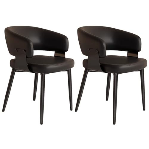 ZTGL Esszimmerstühle Set, Küchenstuhl mit Armlehne, Wohnzimmerstuhl Polstersessel Stuhl Modern Akzentstühle, Kunstleder Polsterstuhl Metallbeine für Esszimmer/Restaurant/Wohnzimmer Black A, 2Pcs von ZTGL