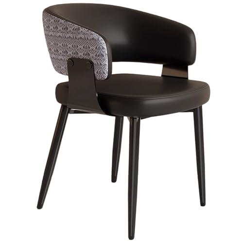 ZTGL Esszimmerstühle Set, Küchenstuhl mit Armlehne, Wohnzimmerstuhl Polstersessel Stuhl Modern Akzentstühle, Kunstleder Polsterstuhl Metallbeine für Esszimmer/Restaurant/Wohnzimmer Black B,1Pcs von ZTGL