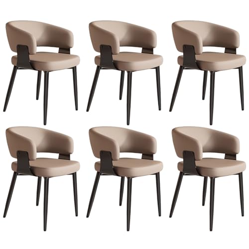 ZTGL Esszimmerstühle Set, Küchenstuhl mit Armlehne, Wohnzimmerstuhl Polstersessel Stuhl Modern Akzentstühle, Kunstleder Polsterstuhl Metallbeine für Esszimmer/Restaurant/Wohnzimmer Brown, 6Pcs ZTGL Esszimmerstühle Set, Küchenstuhl mit Armlehne, Wohnzimmerstuhl Polstersessel Stuhl Modern Akzentstühle, Kunstleder Polsterstuhl Metallbeine für Esszimmer/Restaurant/Wohnzimmer Brown, 6Pcs von ZTGL