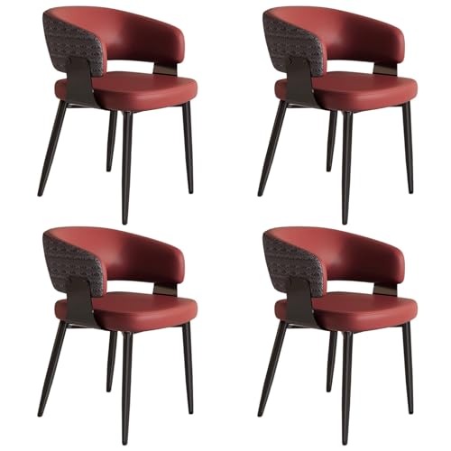 ZTGL Esszimmerstühle Set, Küchenstuhl mit Armlehne, Wohnzimmerstuhl Polstersessel Stuhl Modern Akzentstühle, Kunstleder Polsterstuhl Metallbeine für Esszimmer/Restaurant/Wohnzimmer Red, 4Pcs ZTGL Esszimmerstühle Set, Küchenstuhl mit Armlehne, Wohnzimmerstuhl Polstersessel Stuhl Modern Akzentstühle, Kunstleder Polsterstuhl Metallbeine für Esszimmer/Restaurant/Wohnzimmer Red, 4Pcs von ZTGL