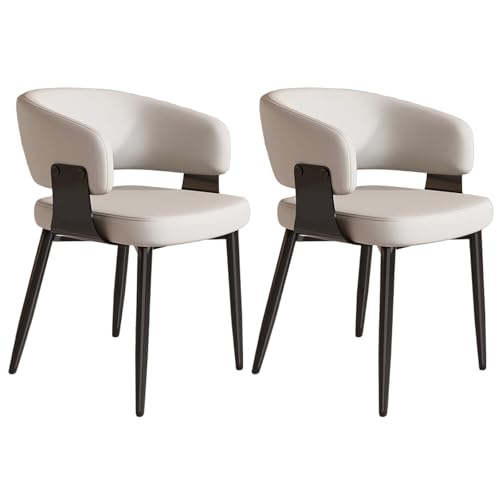 ZTGL Esszimmerstühle Set, Küchenstuhl mit Armlehne, Wohnzimmerstuhl Polstersessel Stuhl Modern Akzentstühle, Kunstleder Polsterstuhl Metallbeine für Esszimmer/Restaurant/Wohnzimmer White, 2Pcs von ZTGL