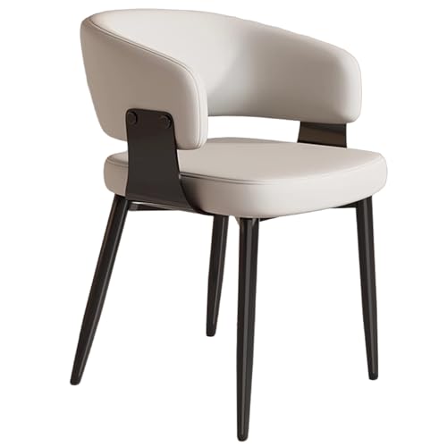 ZTGL Esszimmerstühle Set, Küchenstuhl mit Armlehne, Wohnzimmerstuhl Polstersessel Stuhl Modern Akzentstühle, Kunstleder Polsterstuhl Metallbeine für Esszimmer/Restaurant/Wohnzimmer White,1Pcs von ZTGL