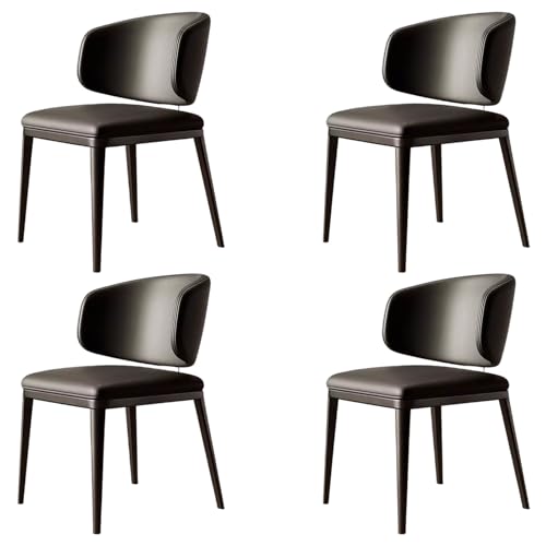 ZTGL Esszimmerstühle Set, Modern Stühle Esszimmer aus Kunstleder Leder, Gepolsterter Küchenstuhl Wohnzimmerstuhl mit Rückenlehne, Metallbeine, für Esszimmer, Küche, Wohnzimmer Black, 4Pcs von ZTGL