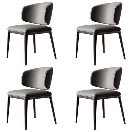 ZTGL Esszimmerstühle Set, Modern Stühle Esszimmer aus Kunstleder Leder, Gepolsterter Küchenstuhl Wohnzimmerstuhl mit Rückenlehne, Metallbeine, für Esszimmer, Küche, Wohnzimmer Gray, 4Pcs von ZTGL