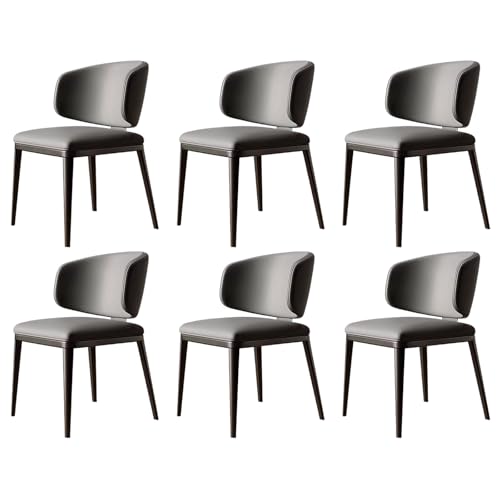 ZTGL Esszimmerstühle Set, Modern Stühle Esszimmer aus Kunstleder Leder, Gepolsterter Küchenstuhl Wohnzimmerstuhl mit Rückenlehne, Metallbeine, für Esszimmer, Küche, Wohnzimmer Gray, 6Pcs von ZTGL
