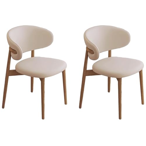 ZTGL Esszimmerstühle Set, Moderner Esszimmerstuhl mit Holzbeinen, Bequemer Küchenstuhl mit Rückenlehne, Gepolstertem Sitz aus Kunstleder, für Wohnzimmer, Esszimmer, Küche, Büro Cream A, 2Pcs von ZTGL