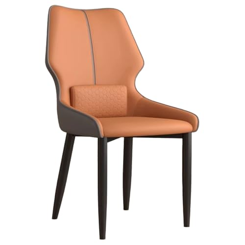 ZTGL Esszimmerstühle Set aus Kunstleder, Küchenstuhl Polsterstuhl Wohnzimmerstuhl mit Rückenlehne, Ergonomischer Gepolstertem Sitz, Metallbeinen, für Esszimmer Wohnzimmer Küche Orange,1Pcs von ZTGL