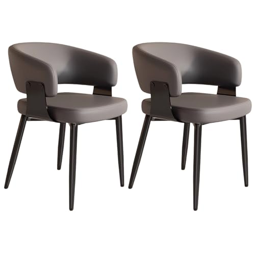 ZTGL Esszimmerstühle Set mit Armlehne, PU Leder Stühle Esszimmer Gepolstert Küchenstühle, Moderne Wohnzimmerstuhl Polsterstuhl mit Metallbeine für Wohnzimmer, Esszimmer, Küche Gray, 2Pcs von ZTGL