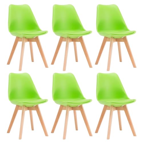 ZTGL Esszimmerstühle Set mit Massivholz Buche Bein, Gepolsterter Stuhl Küchenstuhl, Stuhl Esszimmer Polsterstuhl Modernes, PU-Kunstleder, für Schlafzimmer, Wohnzimmer, Esszimmer Green, 6Pcs von ZTGL