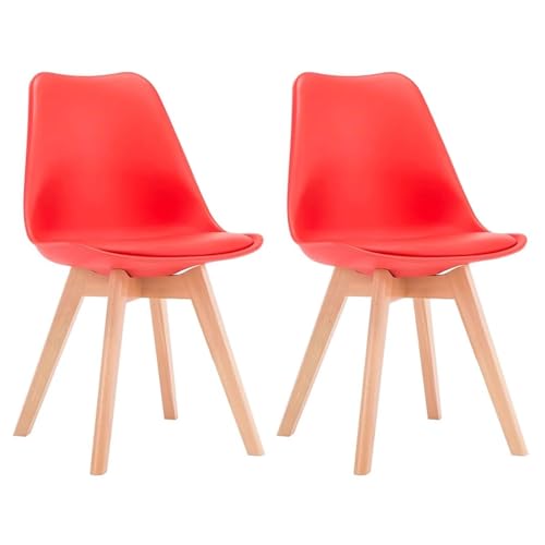 ZTGL Esszimmerstühle Set mit Massivholz Buche Bein, Gepolsterter Stuhl Küchenstuhl, Stuhl Esszimmer Polsterstuhl Modernes, PU-Kunstleder, für Schlafzimmer, Wohnzimmer, Esszimmer Red, 2Pcs von ZTGL