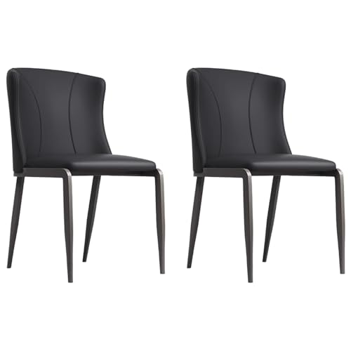 ZTGL Esszimmerstühle aus Kunstleder, Polsterstuhl Loungesessel Küchenstühle mit Rückenlehne Metallbeine, Gepolstertem Sitz, Moderne Esstisch Stühle für Küche Esszimmer Wohnzimmer Black, 2Pcs von ZTGL