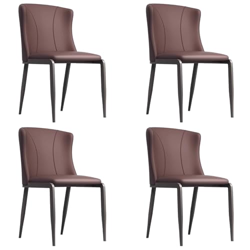 ZTGL Esszimmerstühle aus Kunstleder, Polsterstuhl Loungesessel Küchenstühle mit Rückenlehne Metallbeine, Gepolstertem Sitz, Moderne Esstisch Stühle für Küche Esszimmer Wohnzimmer Brown, 4Pcs von ZTGL