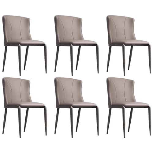 ZTGL Esszimmerstühle aus Kunstleder, Polsterstuhl Loungesessel Küchenstühle mit Rückenlehne Metallbeine, Gepolstertem Sitz, Moderne Esstisch Stühle für Küche Esszimmer Wohnzimmer Khaki, 6Pcs von ZTGL