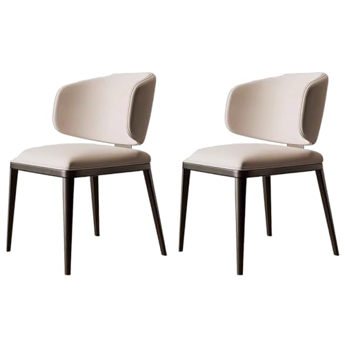 ZTGL Esszimmerstühle aus PU Leder, Küchenstühle Esszimmer Stühle mit Metallbeinen, Modern Armlose Akzentstühle mit Rückenlehnen, Polsterstuhl Essstühle für Wohnzimmer Küche Büro Beige, 2Pcs von ZTGL