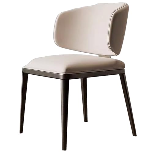 ZTGL Esszimmerstühle aus PU Leder, Küchenstühle Esszimmer Stühle mit Metallbeinen, Modern Armlose Akzentstühle mit Rückenlehnen, Polsterstuhl Essstühle für Wohnzimmer Küche Büro Beige,1Pcs von ZTGL