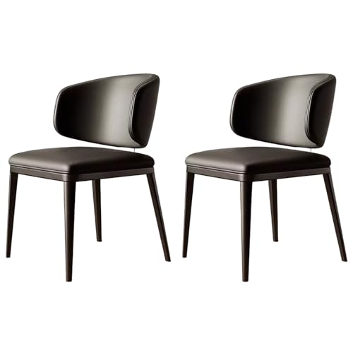 ZTGL Esszimmerstühle aus PU Leder, Küchenstühle Esszimmer Stühle mit Metallbeinen, Modern Armlose Akzentstühle mit Rückenlehnen, Polsterstuhl Essstühle für Wohnzimmer Küche Büro Black, 2Pcs von ZTGL